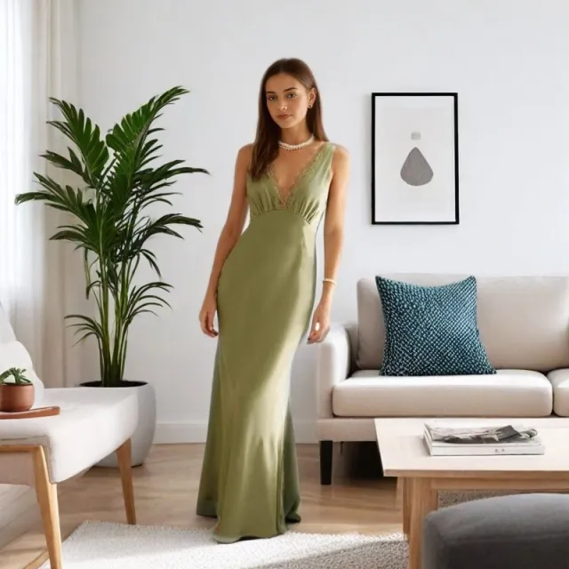Dress Lace Maxi Dress Matcha - Shop at LoveMi