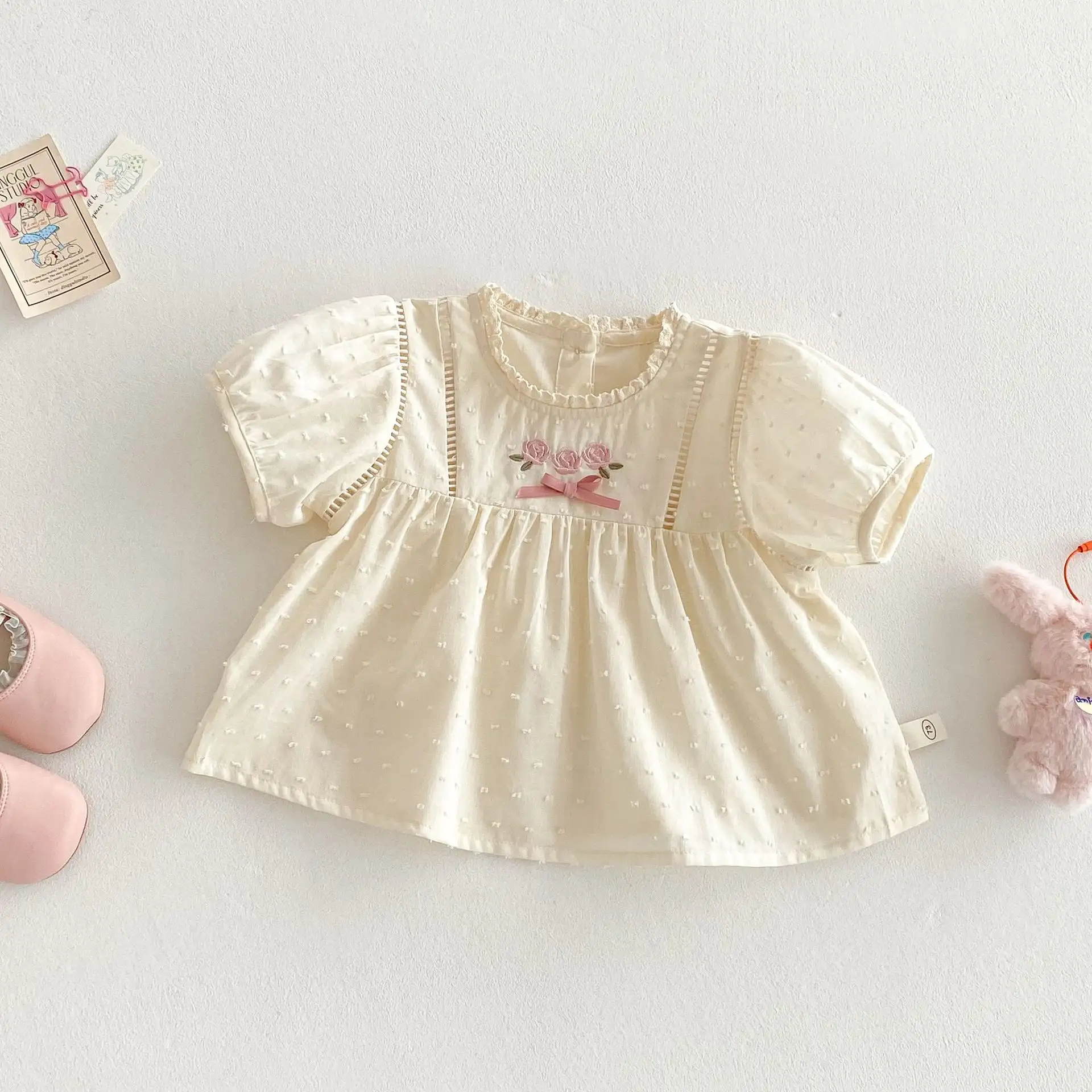 Children's Lace Collar Fashionable Shirt Lace Straight-leg Pants