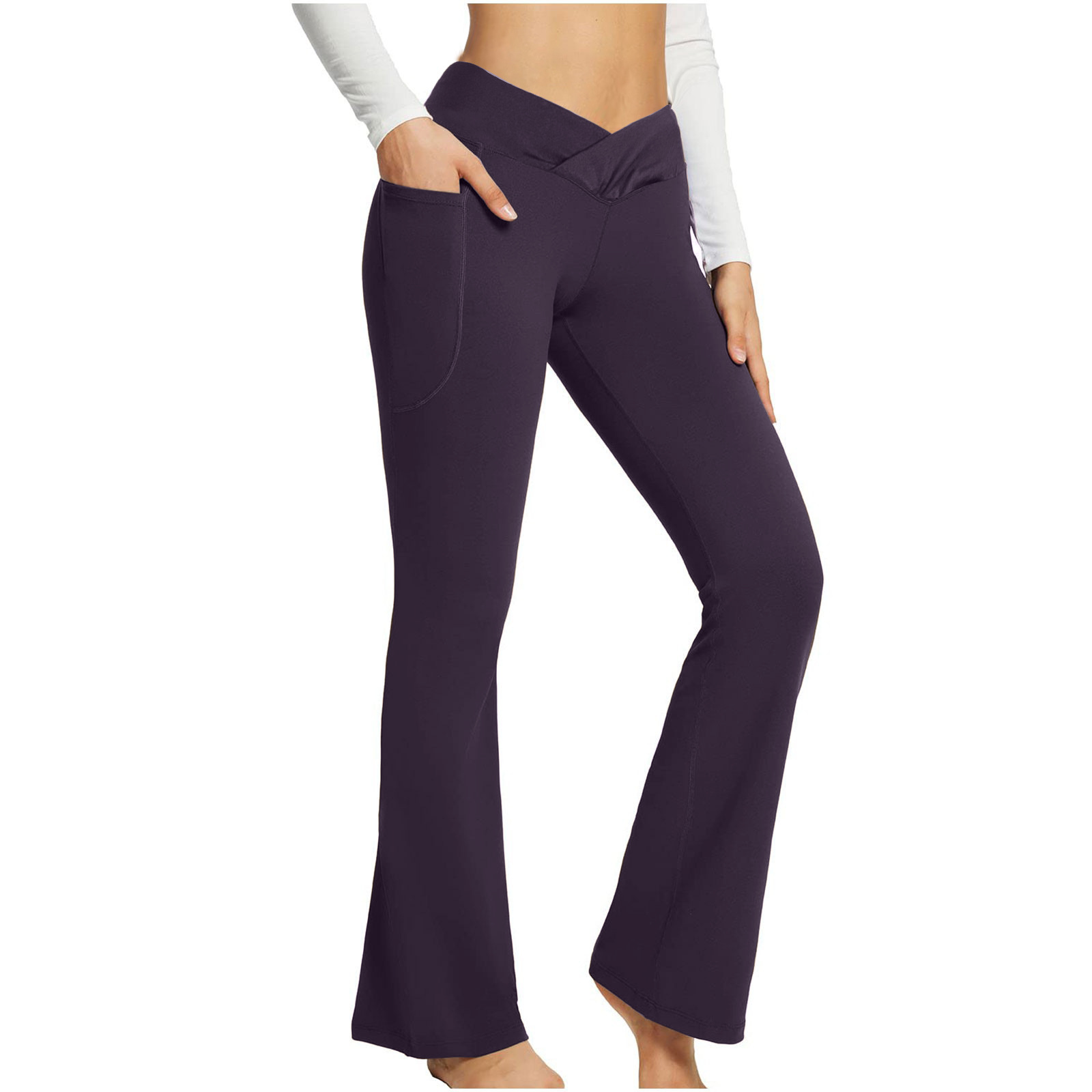 High Waist Slim Fit Wide Leg Yoga Pants Women - Picture 12 of 16