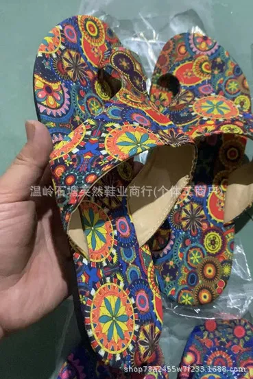 Plus Size Ethnic Style Flat Toe Ring Slippers Violet Color 37 - Shop at LoveMi