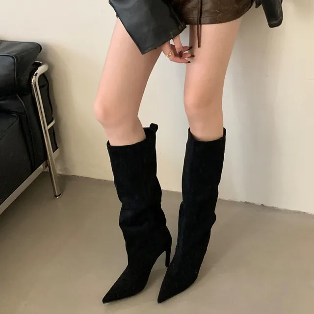 European And American Style Fashion Pointed High Boots Simple And Elegant Black - Shop at LoveMi