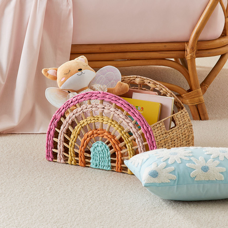 Straw-woven Semicircular Storage Basket With A Handle