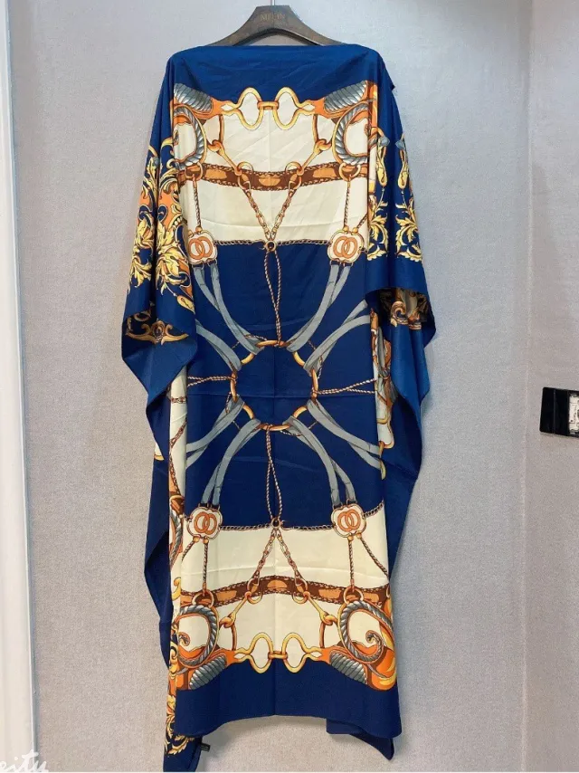 Loose Print Holiday Beach Dress Beach Cover up Navy - Shop at LoveMi