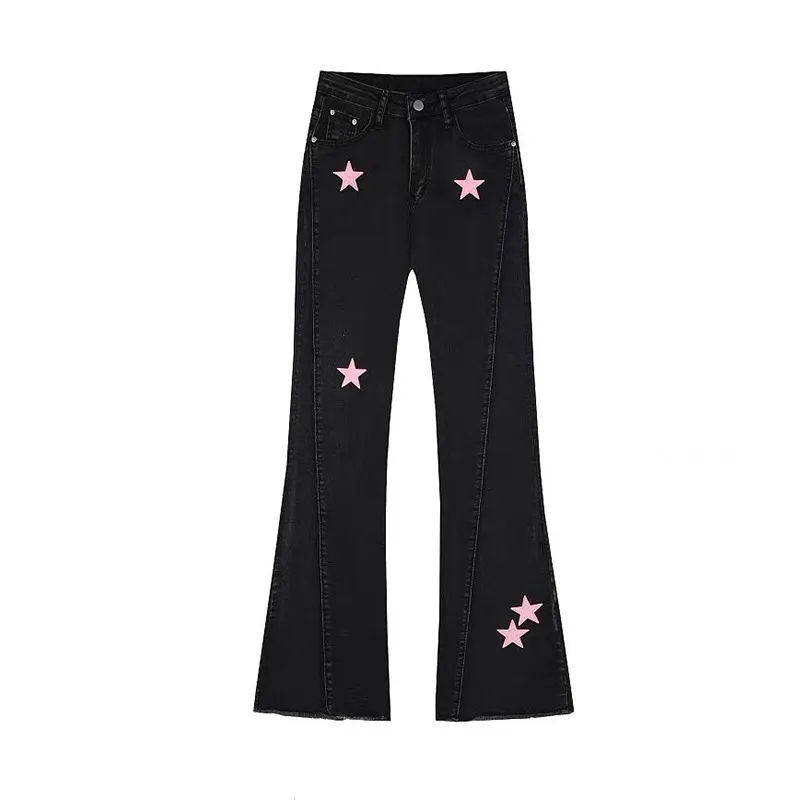 Black Women's Retro Wide Leg Jeans - Black
