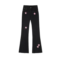 Black Women's Retro Wide Leg Jeans - Black - View 1