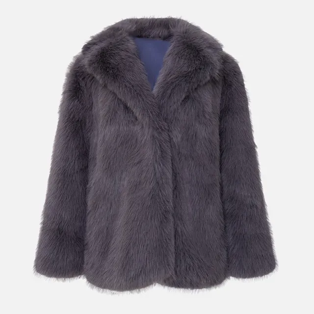 Artificial Fur Warm Coat Thick Coat Women Dark Gray - Shop at LoveMi
