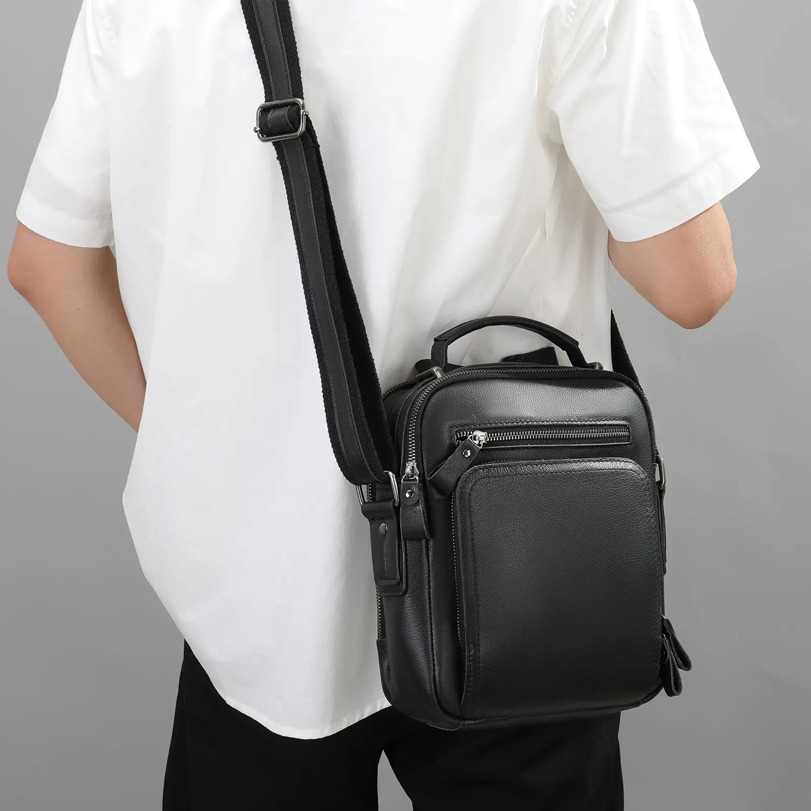 Genuine Leather Crossbody Bag Mens Crazy Horse