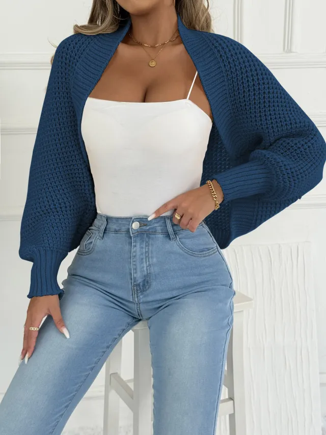 Women's Cardigan Short Coat Shawl Irregular Sweater Blue - Shop at LoveMi