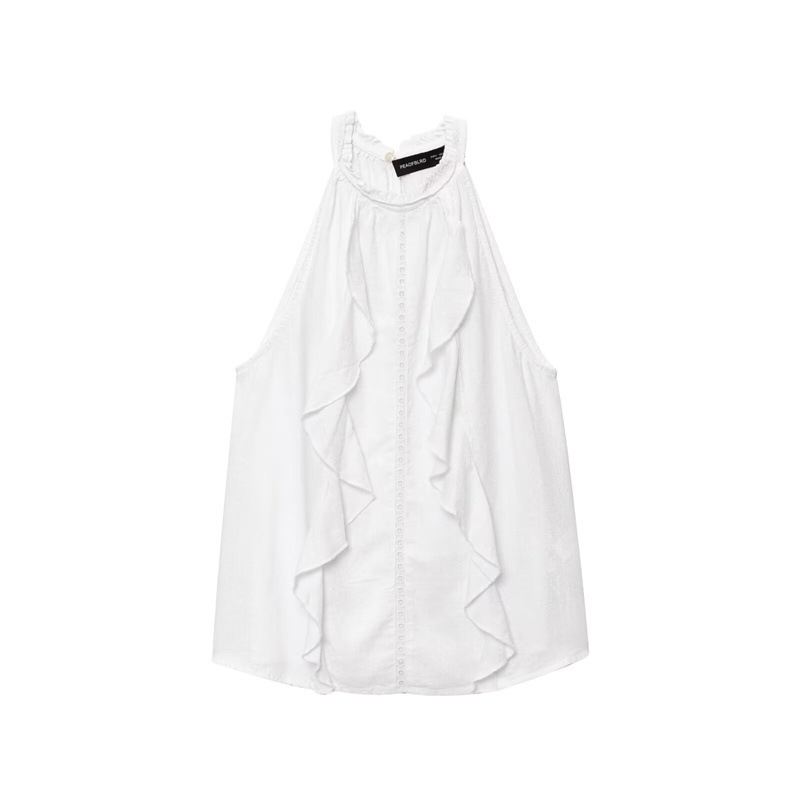 Fashion Blended Laminated Decoration Hanging Collar Top