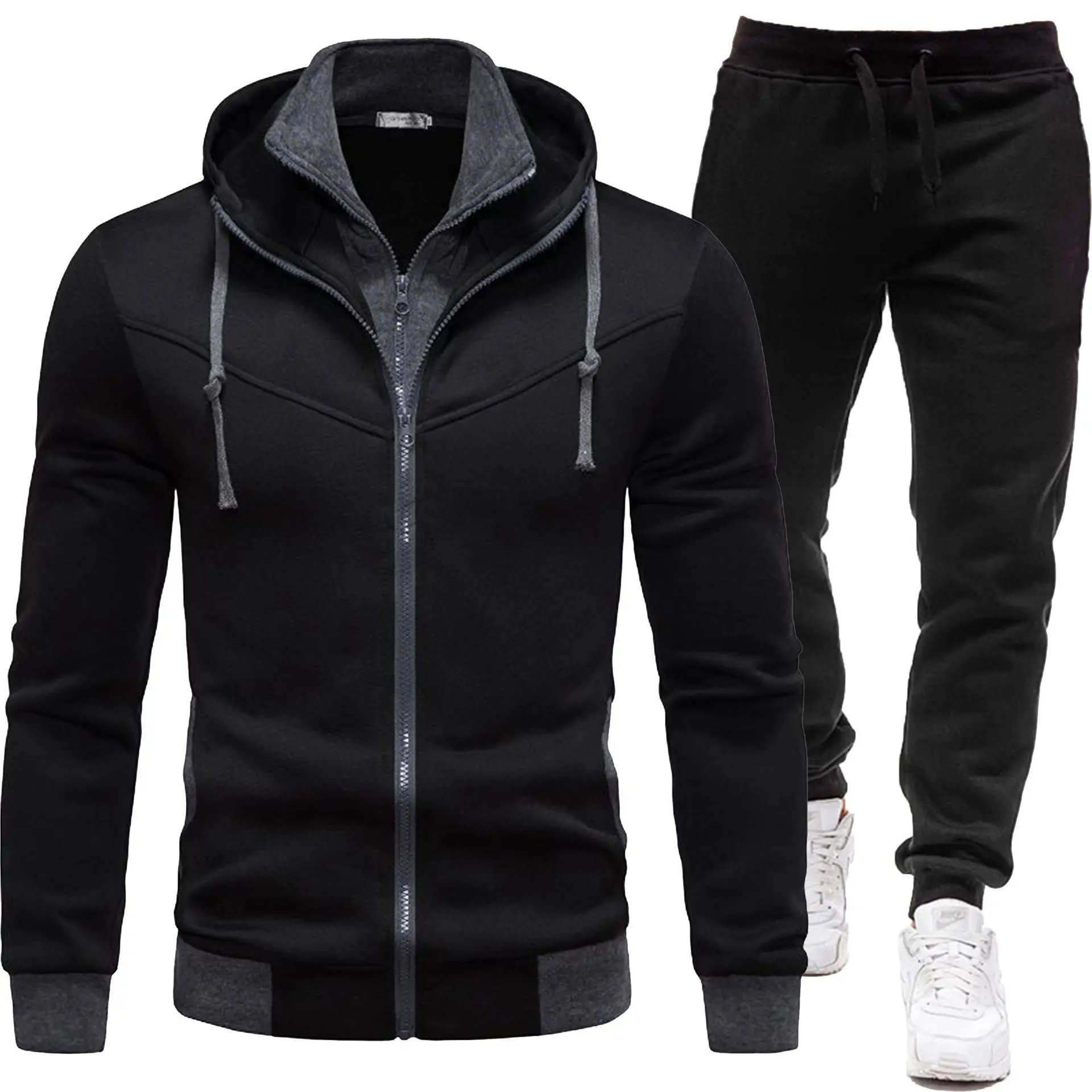Sport-Style Patchwork Jacket And Casual Long-Sleeve Pants