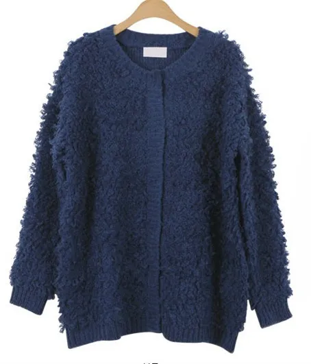 Korean Style Women's Circle Knitted Sweater Coat Sapphire Blue - Shop at LoveMi