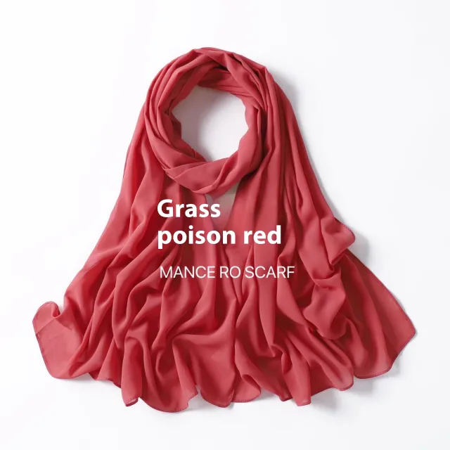 Pure Color Pearl Chiffon Scarf Headcloth Veil Chiffon Scarf 70 Strawberry Red - Shop at LoveMi