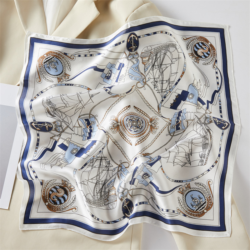 Black Four-Panel Silk Authentic Silk Scarf