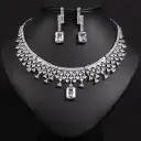 Minimalist And Exquisite Zircon Necklace And Earring Set view 2