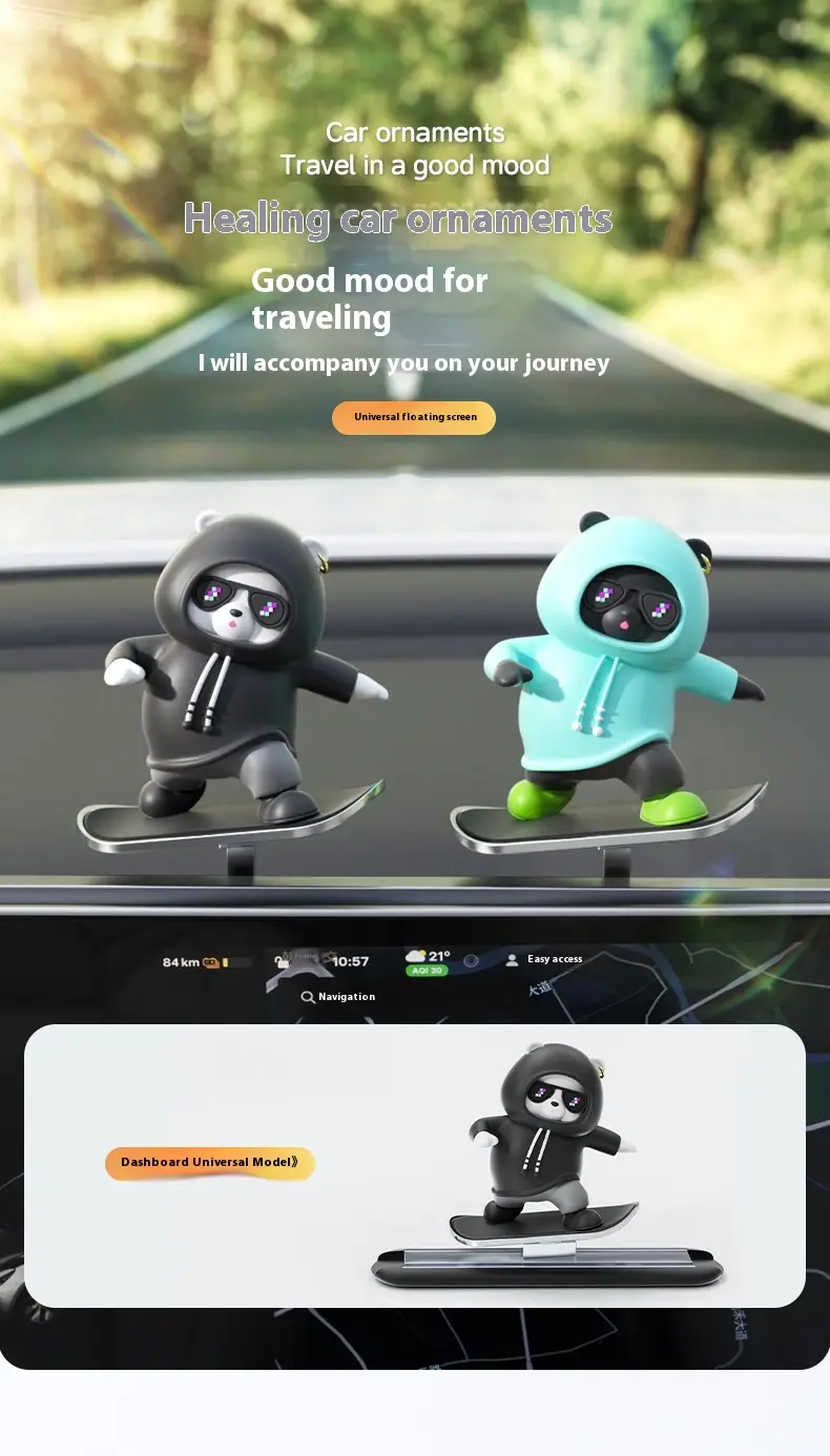 Car Cartoon Animal Bear Center Console Screen Dashboard Bear Car Decoration