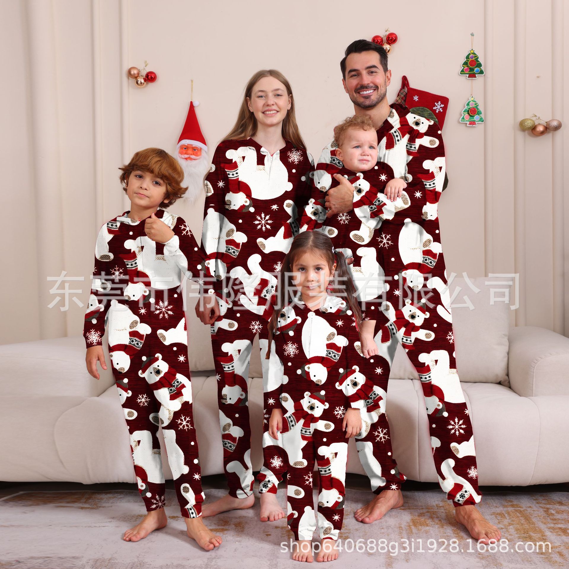 Long sleeved Red Family Set One piece Pajamas Red - Shop at LoveMi