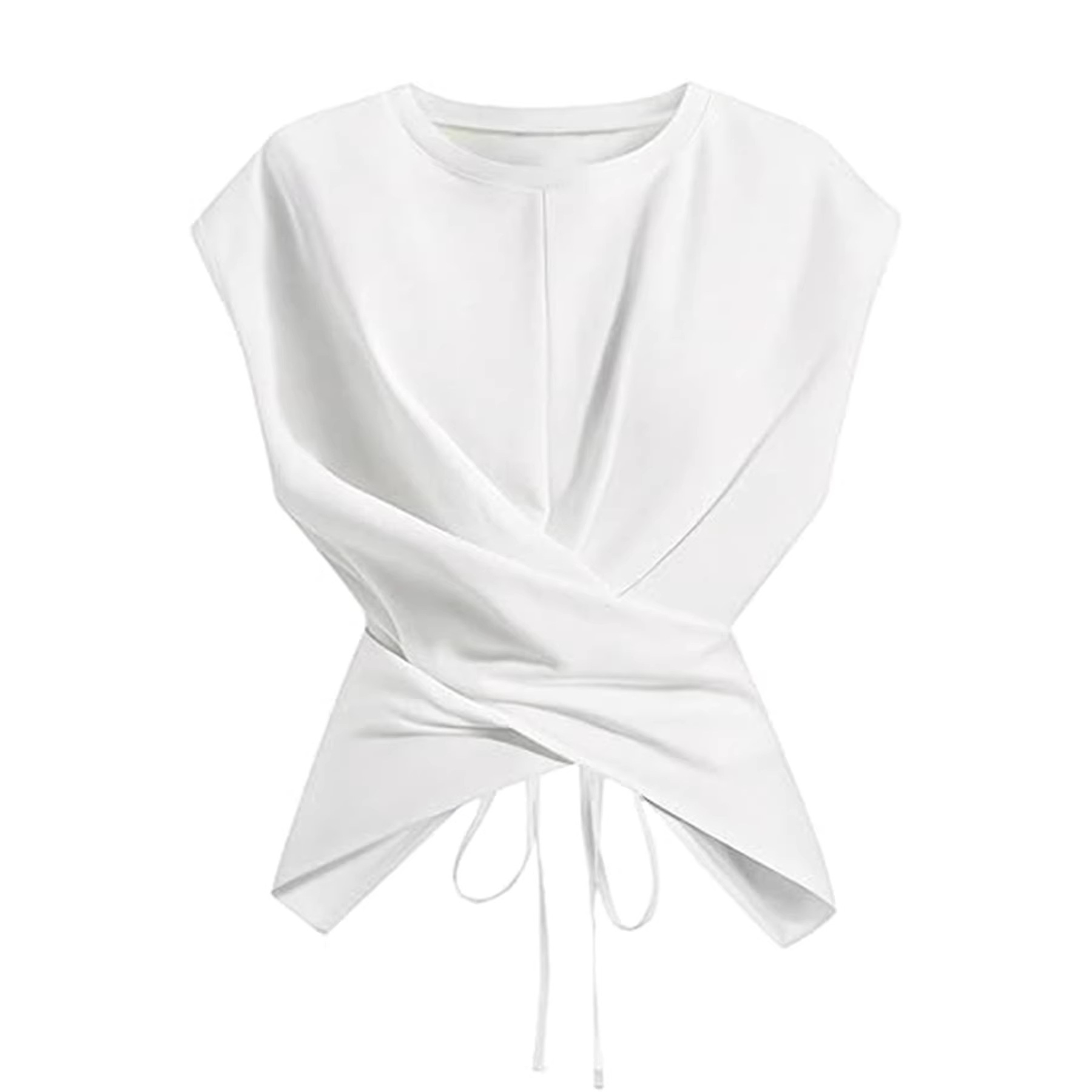 Versatile Cropped Top With A Crossover Tie At The Hem