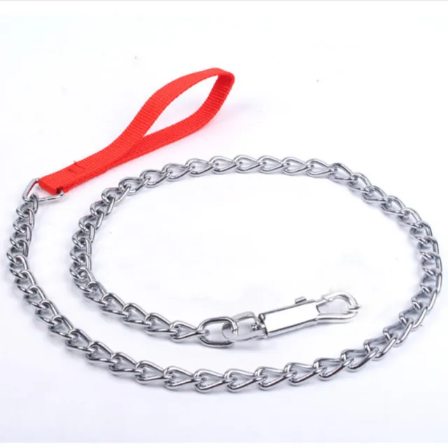 Dog Traction Iron Chain PU Handle Metal Chain Iron Buckle Red - Shop at LoveMi