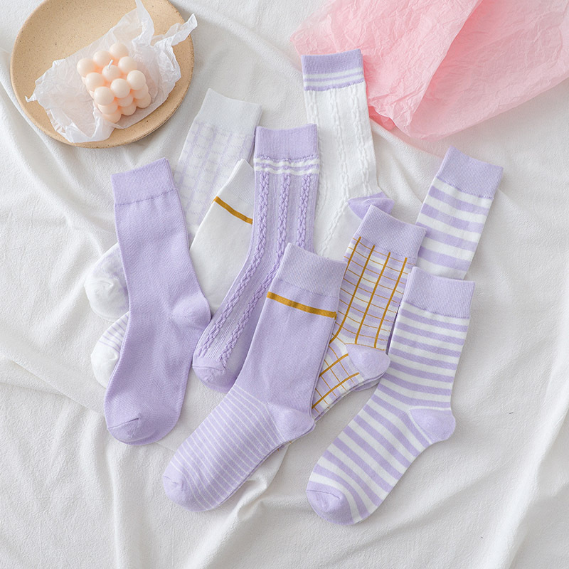 Purple-toned Womens Mid-calf Socks A Lightweight