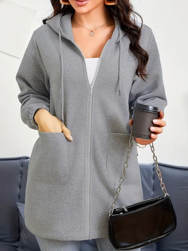 Women's Solid Color Outdoor Autumn And Winter Leisure Loose Long Sleeve Sweatershirt Gray - Shop at LoveMi