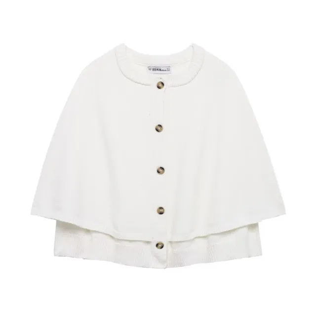 Round Neck Loose Slimming Solid Color Knitted Shawl White - Shop at LoveMi