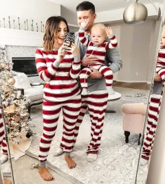 Parent-child Striped Christmas Family Set - Male L - View 1