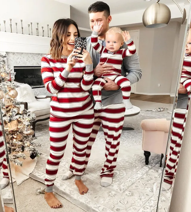 Parent child Striped Christmas Family Set Male L - Shop at LoveMi