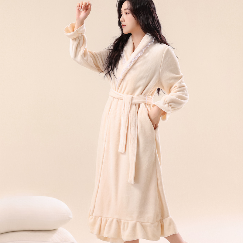 Style Flannel Thick Warm Bathrobe
