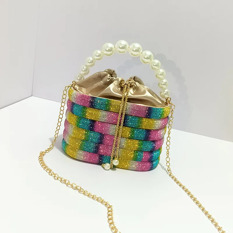 Shiny And Inflexible Rhinestone Evening Bag - Candy Color-Length 19 Width 10