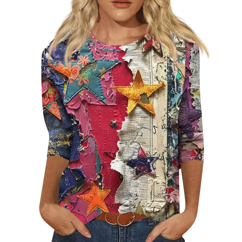 Long Sleeve Round Neck Slim Summer Tie-dyed Printed Clothing - 3W5Zf8P-S
