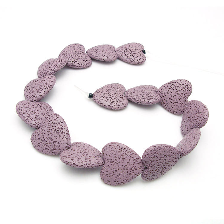 Colorful Heart-shaped Volcanic Rock Bracelet
