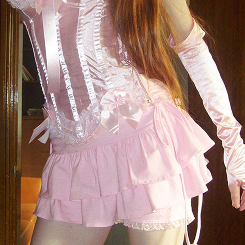 Sweet And Spicy Girl Pleated Tie Cake Skirt Trousers