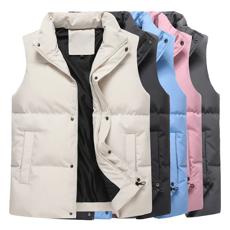 Womens Solid-Color Casual Padded Warm Vest