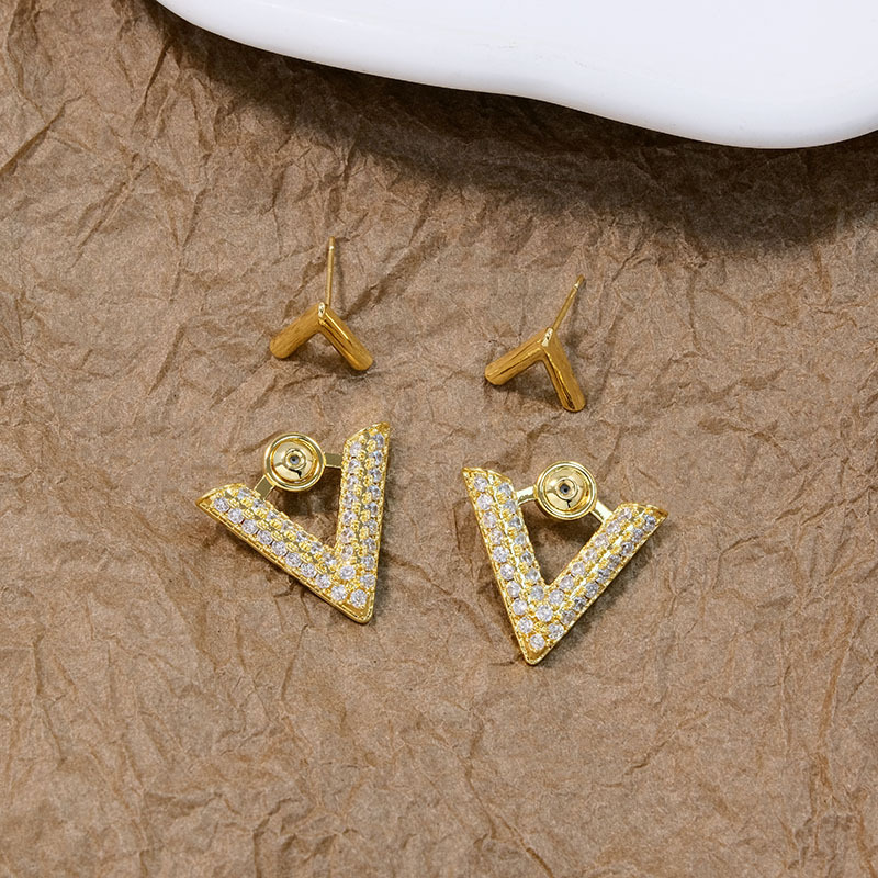 Two-way Earrings French Geometric Triangle Front And Rear