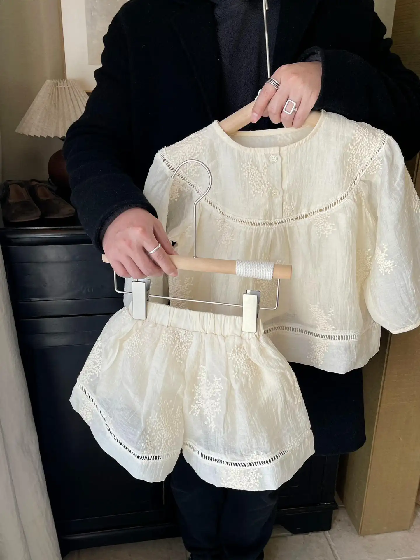Children's Apricot High-grade Doll Shirt Culottes Two-piece Set