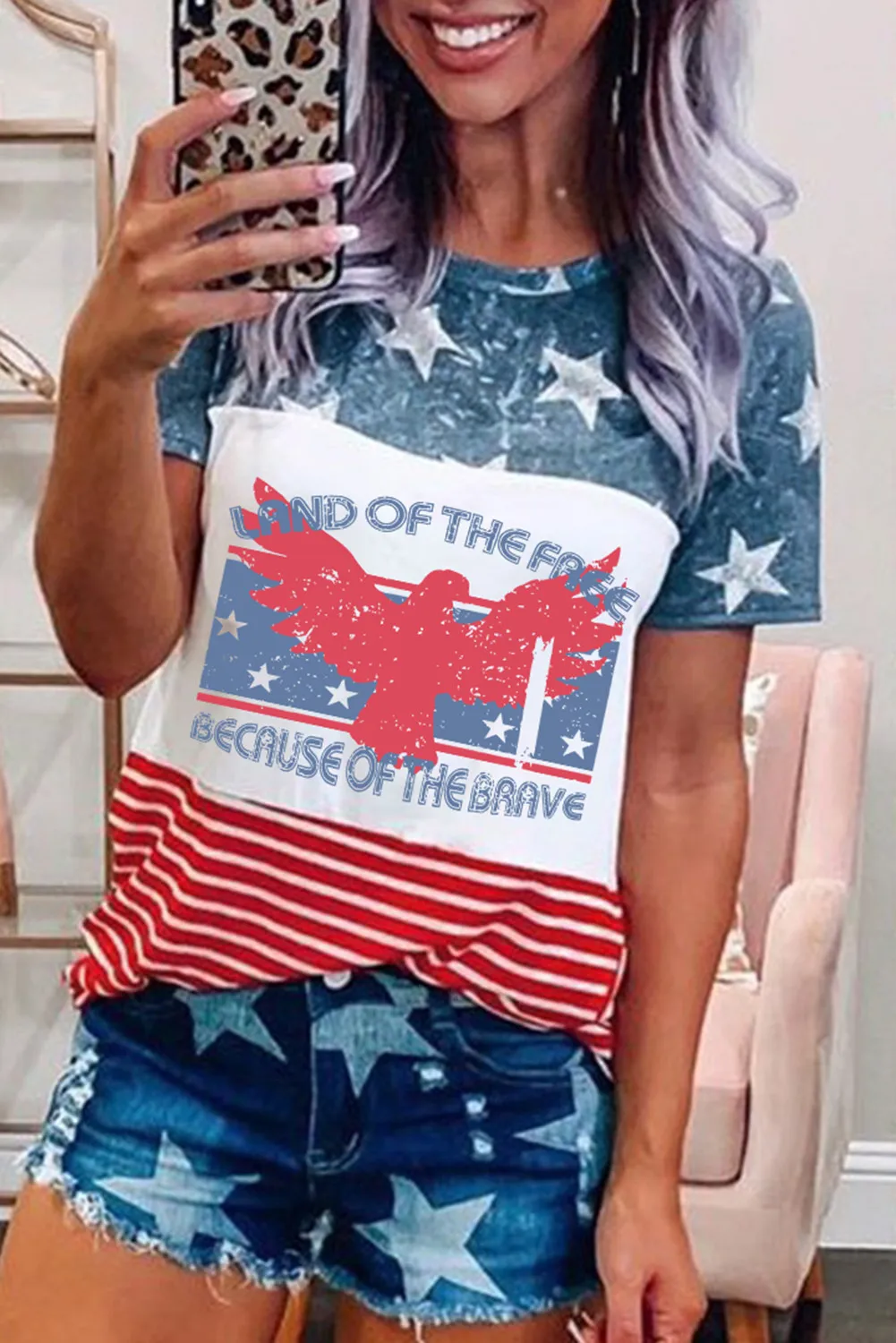 Printed Short-sleeved Top Women's Loose Plus Size - Bm017-Xxl
