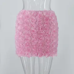 Women's Fashion Three-dimensional Flower Short Skirt - Pink - View 1