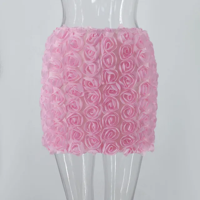 Women's Fashion Three dimensional Flower Short Skirt Pink - Shop at LoveMi