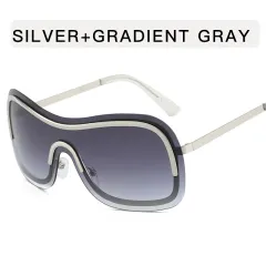 Women's Fashionable Metal Street Shot Sunglasses - Silver - View 1