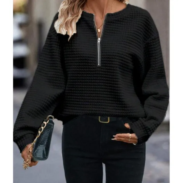 Solid Color New Long Sleeve Women's Sweater Black - Shop at LoveMi