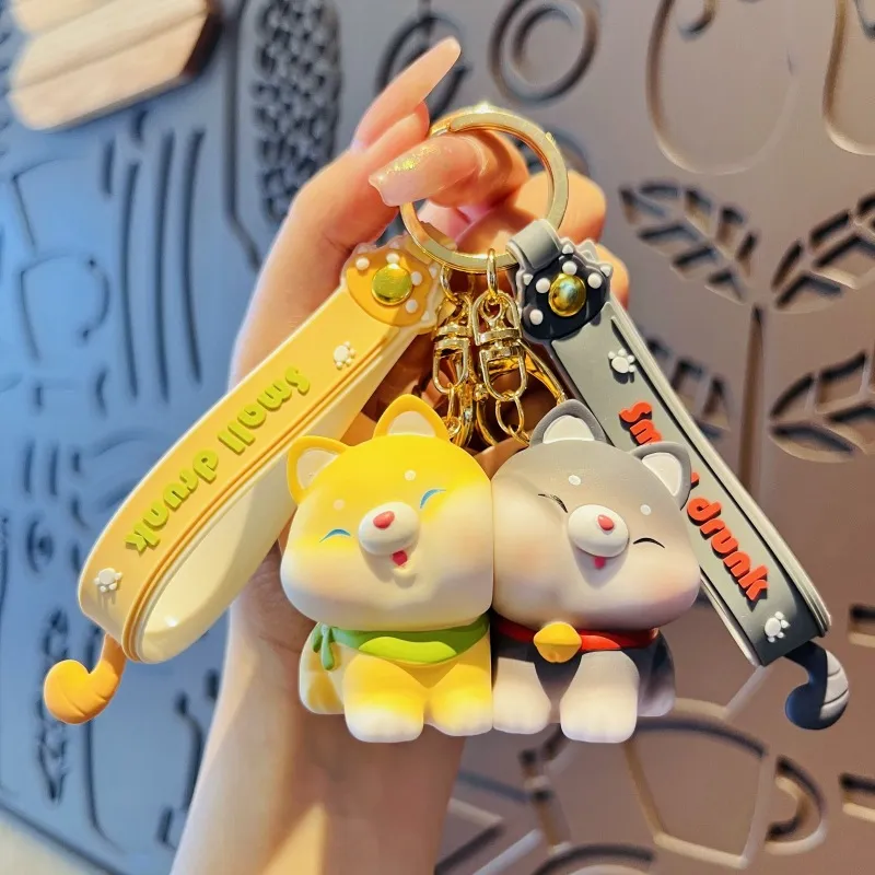Creative Small Animal Cute Doll Keychain Pendant - Yellow Grey A Pair