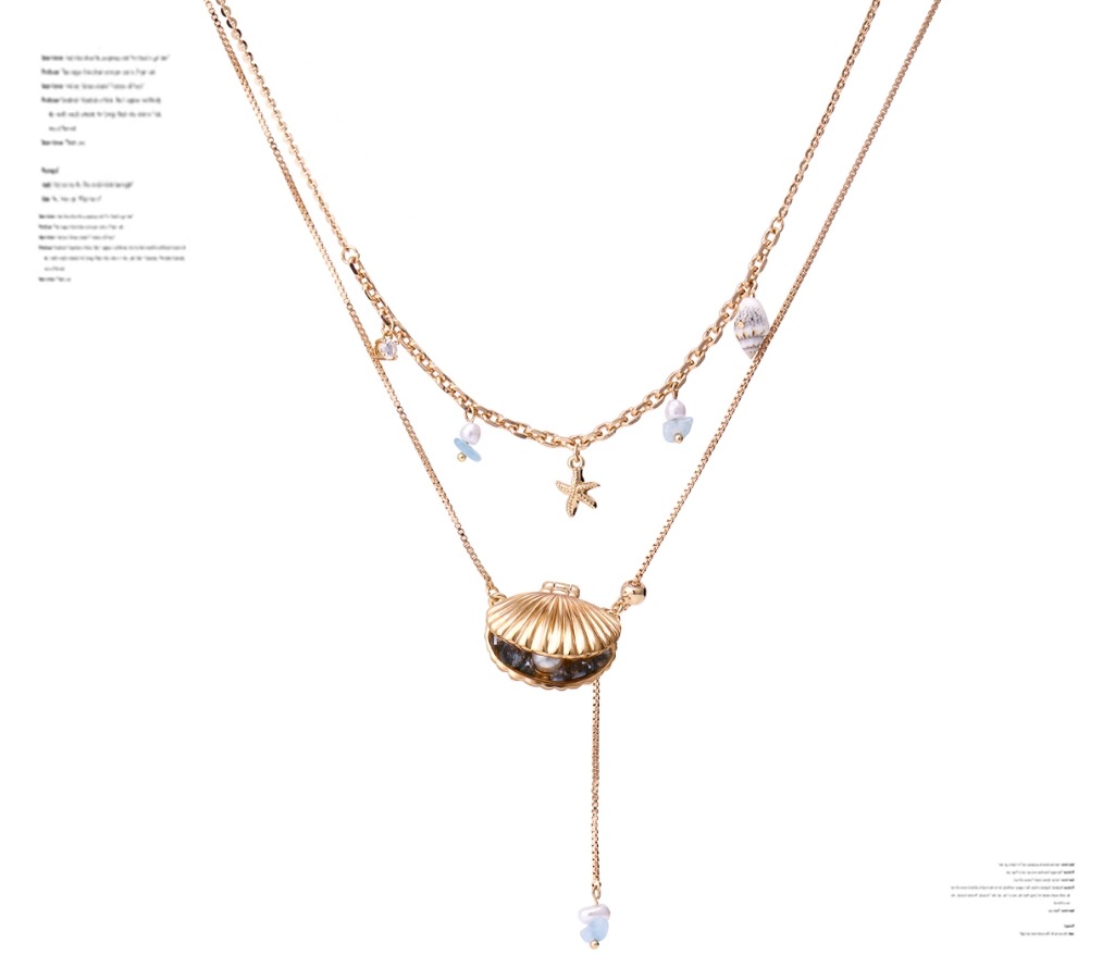 Ocean Necklace Golden Shell Light Luxury High-grade Clavicle Chain Folding Chain