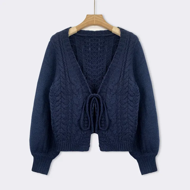 Autumn And Winter Thin Idle Style Outer Design Blouse Deep V neck Top Sweater L - Shop at LoveMi