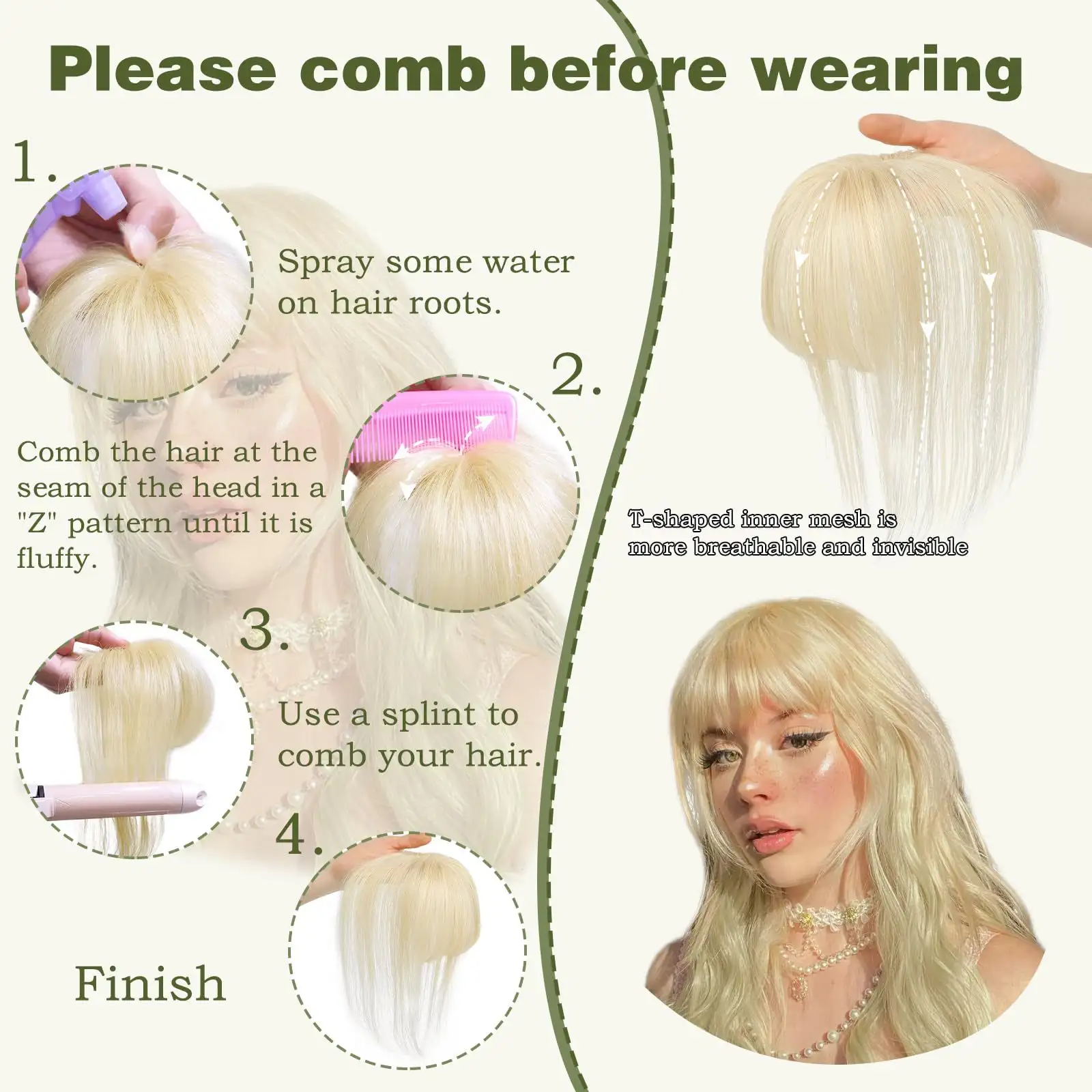 3D Wig Set Bangs Hand-woven Elegant