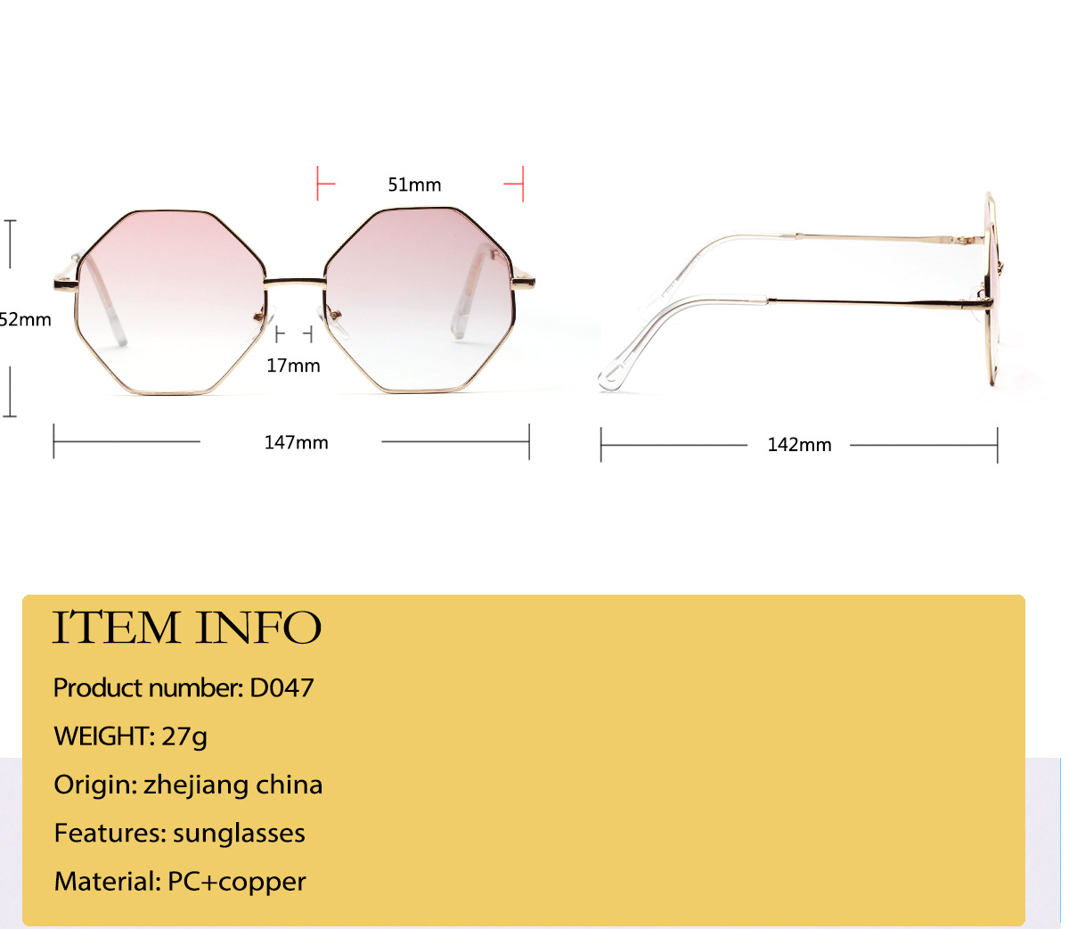 Title 1, Diamond Polygon Color Clear Lens Sunglasses