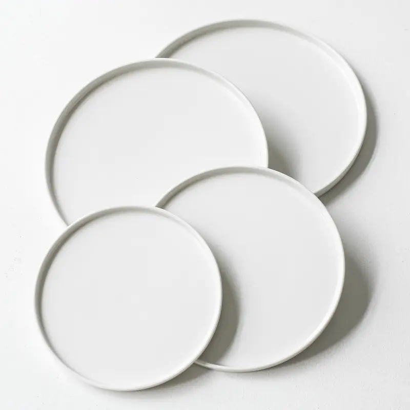 Household Pure White Ceramic Plate