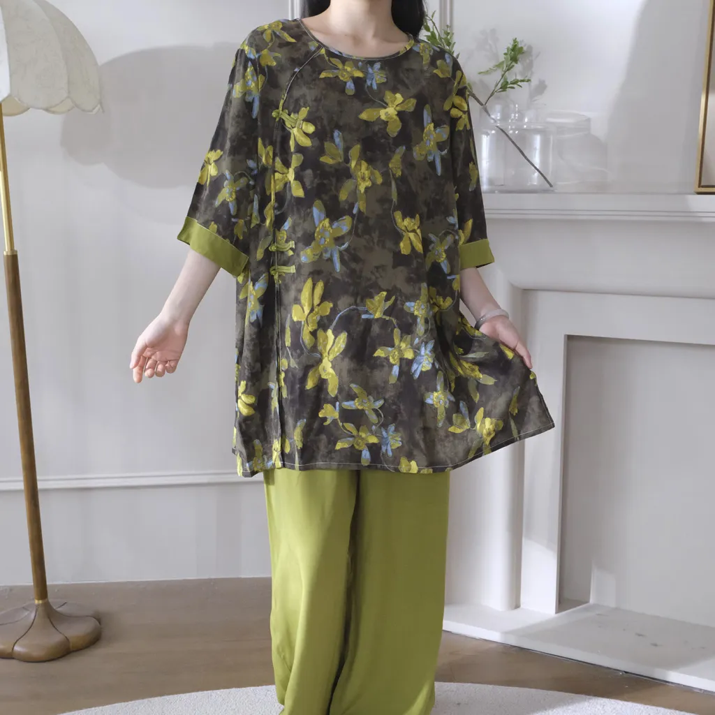Can Be Worn Outside New National Style Poppin Pajamas Suit - Freesia Brown
