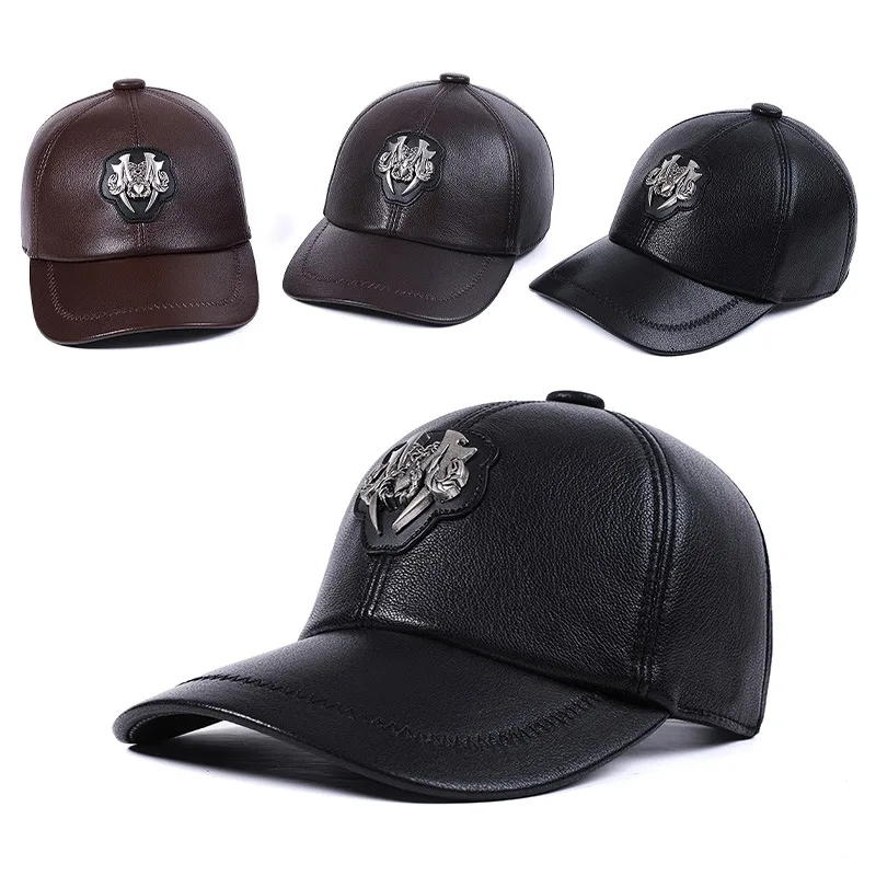 Genuine Leather Peaked Cap Men's and Women's Casual Goat