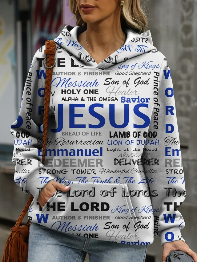 European And American Letter Print Hoodie Casual Kangaroo Pocket Long Sleeve Sweatshirt 3W 5Z0St - Shop at LoveMi