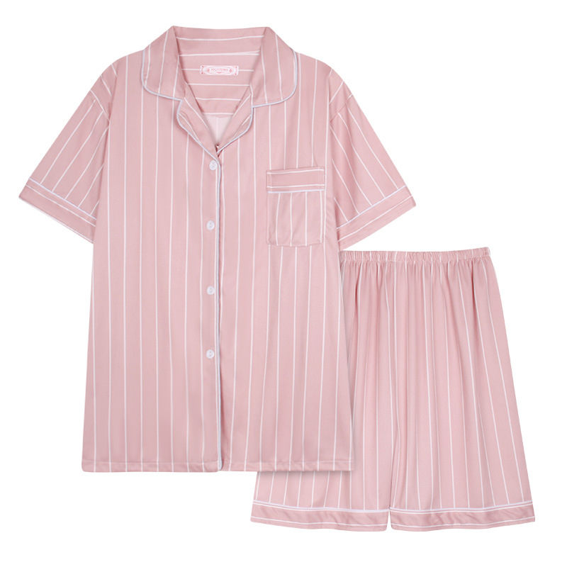 Pajamas Women's Suit Short Sleeve Shorts Cameo Brown Stripes - Shop at LoveMi